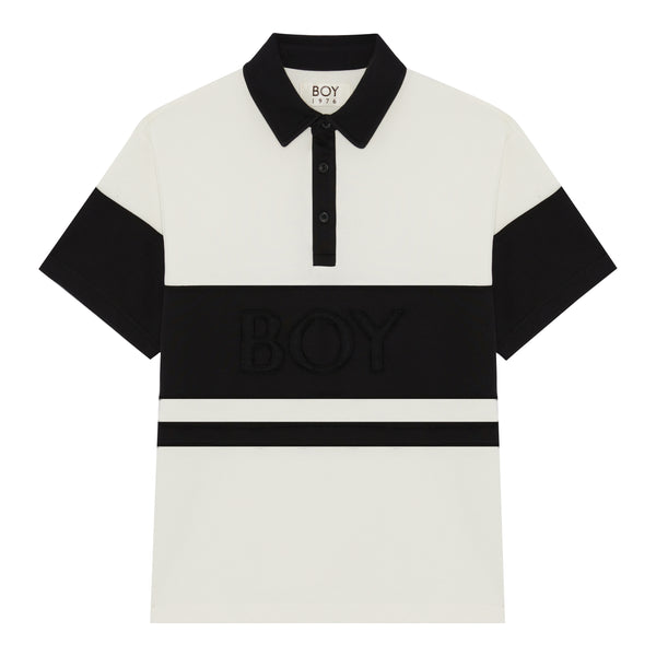DISTRESSED STRIPE SHORT SLEEVE RUGBY TOP