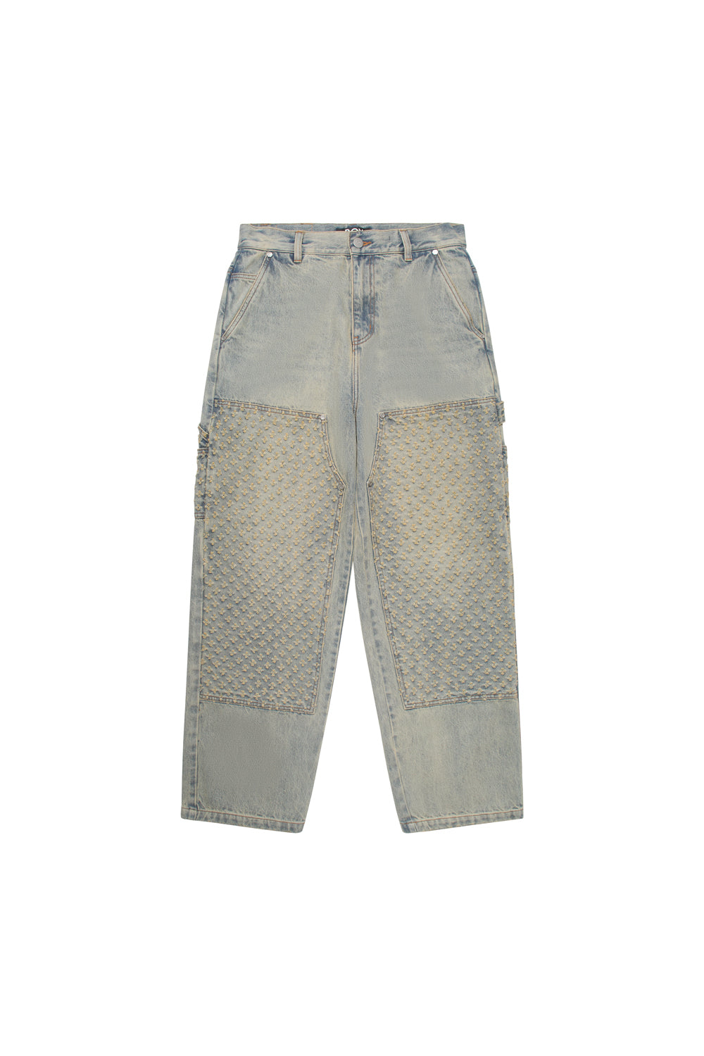 LASER DISTRESSED DENIM TROUSERS
