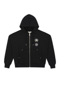 Black BOY London hoodie with a logo on the chest against a white background