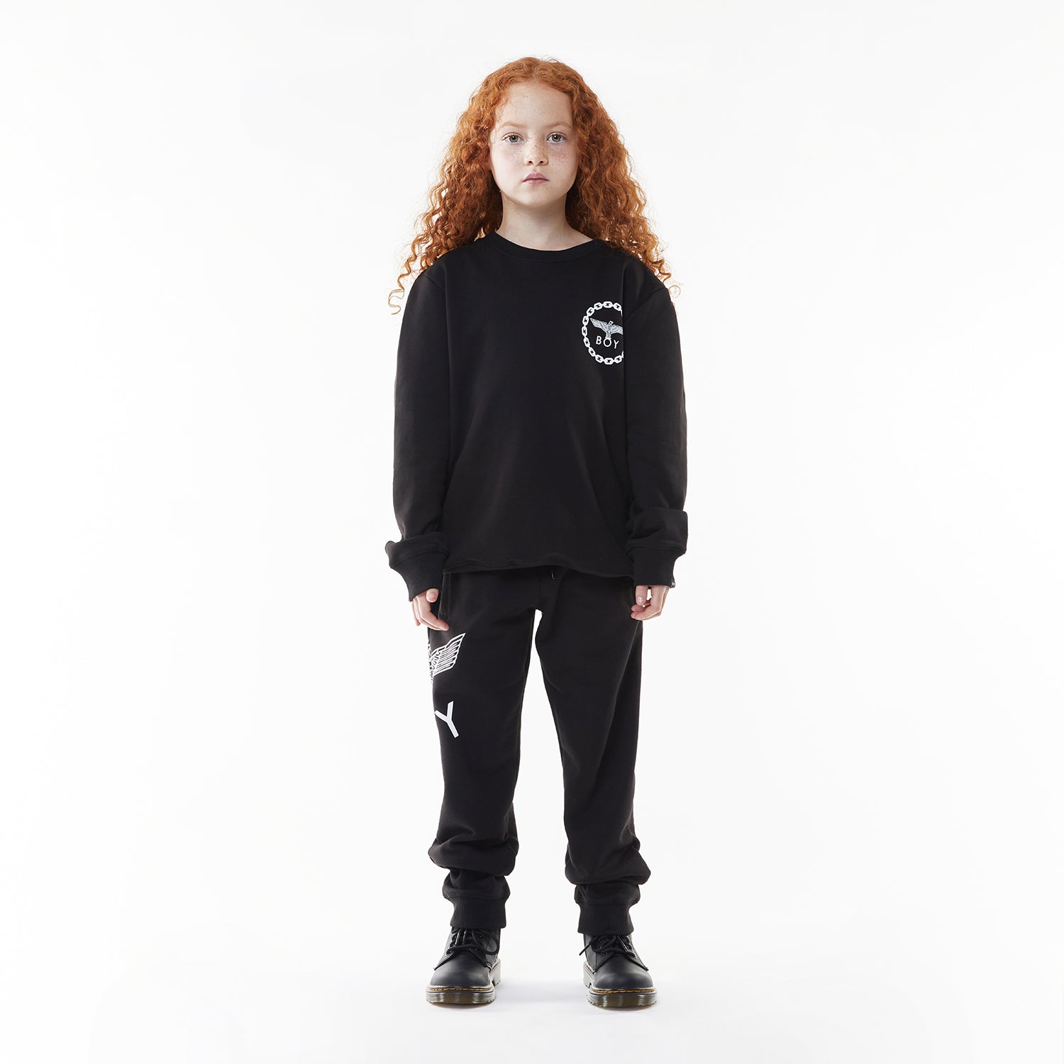 BOY EAGLE BACKPRINT KIDS SWEATSHIRT - BLACK