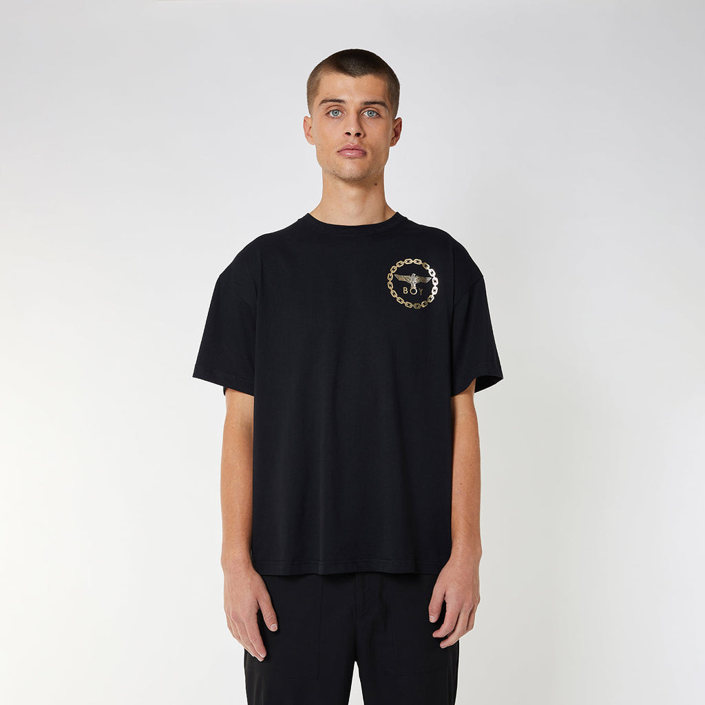 BOY EAGLE BACKPRINT T-SHIRT - BLACK/GOLD