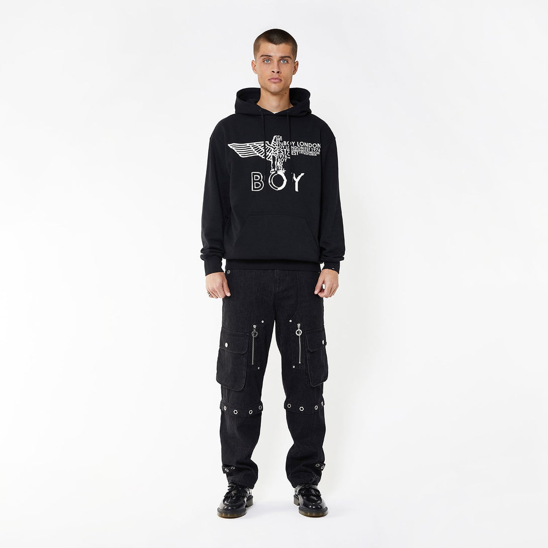 BOY EAGLE CONCEALED HOODIE - BLACK
