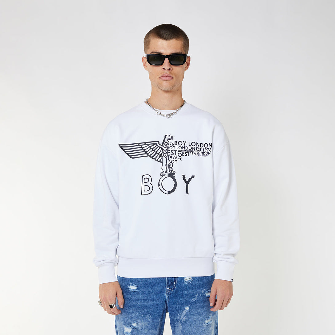 BOY EAGLE CONCEALED SWEATSHIRT - WHITE