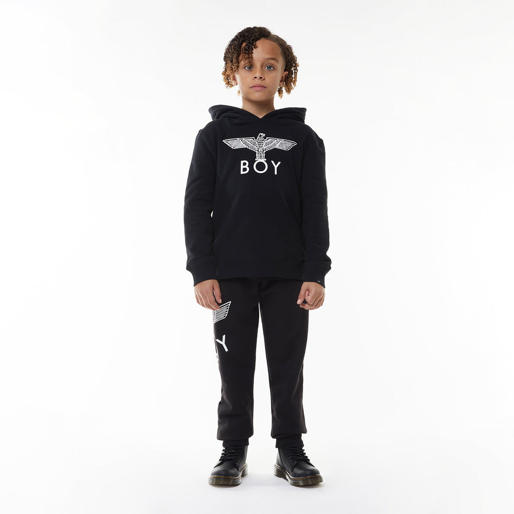 BOY EAGLE KIDS HOODIE - BLACK/WHITE
