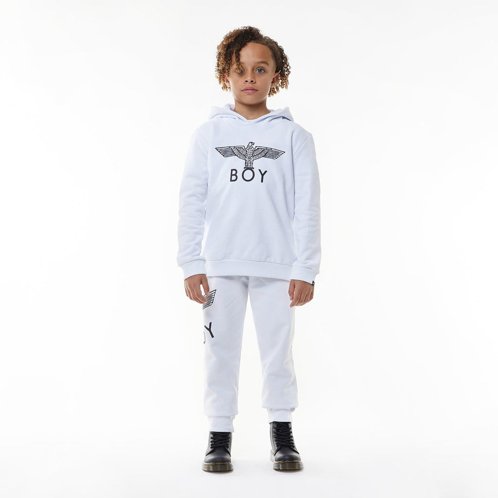 White BOY London hoodie with a logo on a white background