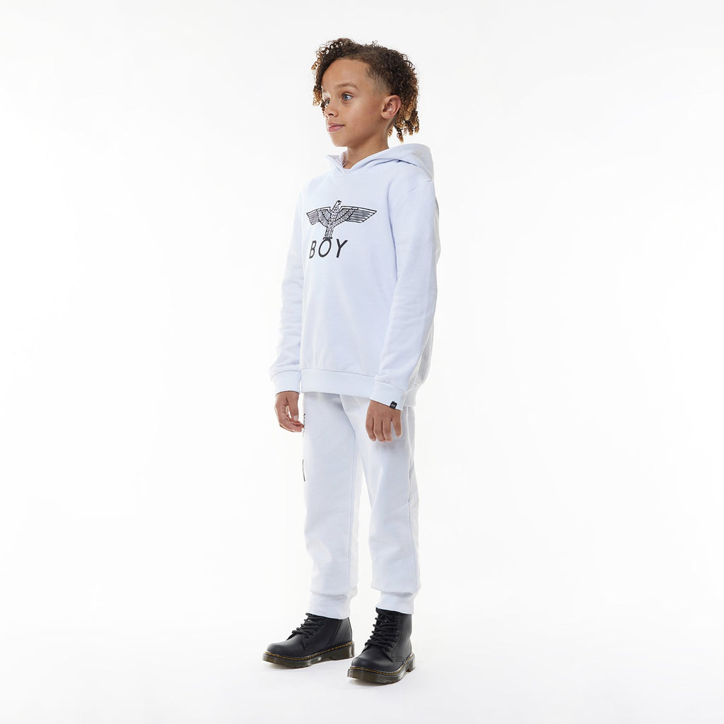 White BOY London hoodie with a logo on a white background