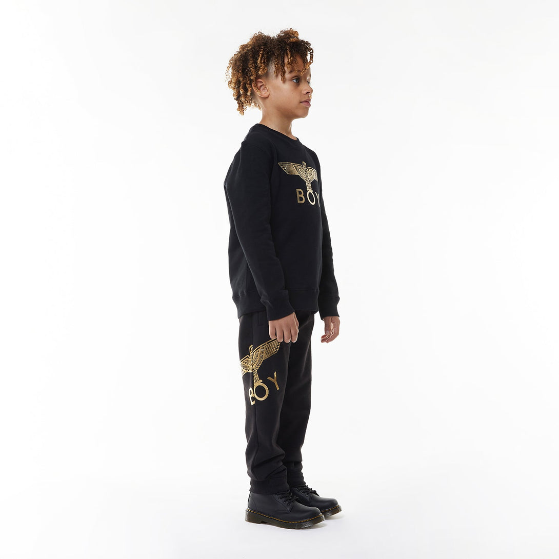 BOY EAGLE KIDS JOGGERS - BLACK/GOLD