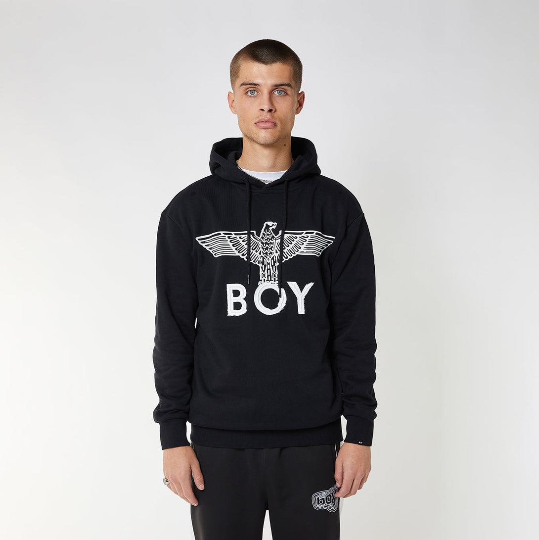 BOY EAGLE SCRIBBLE HOODIE - BLACK/WHITE