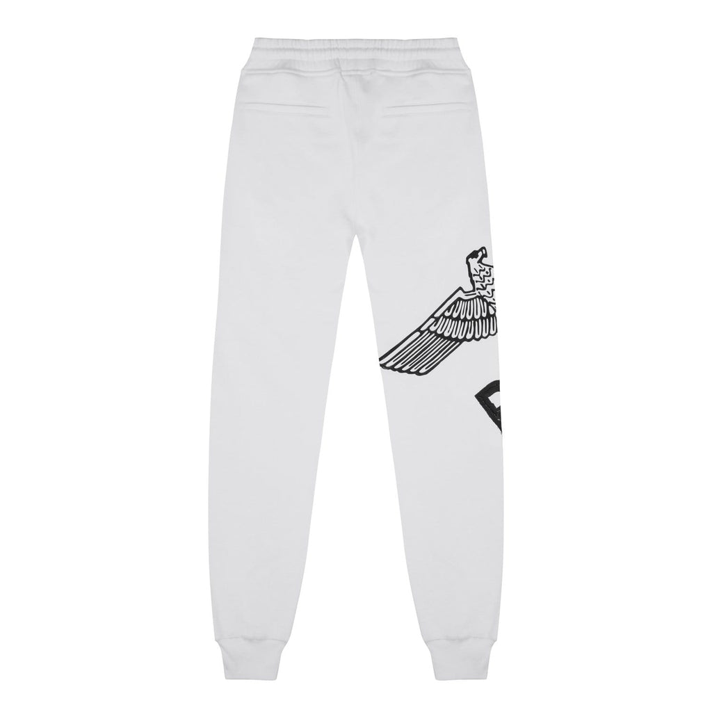 White BOY London joggers on white background 