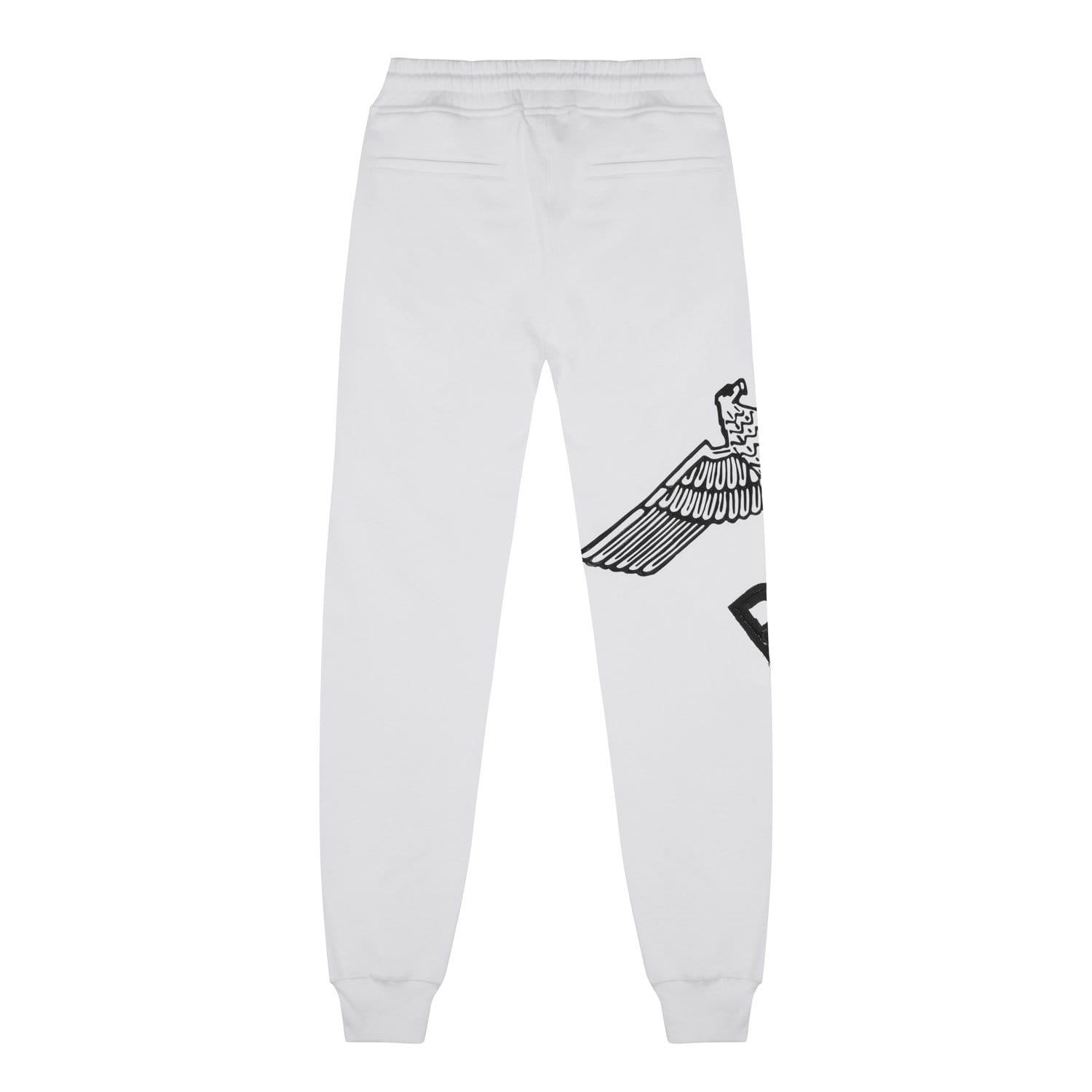 White BOY London joggers on white background 