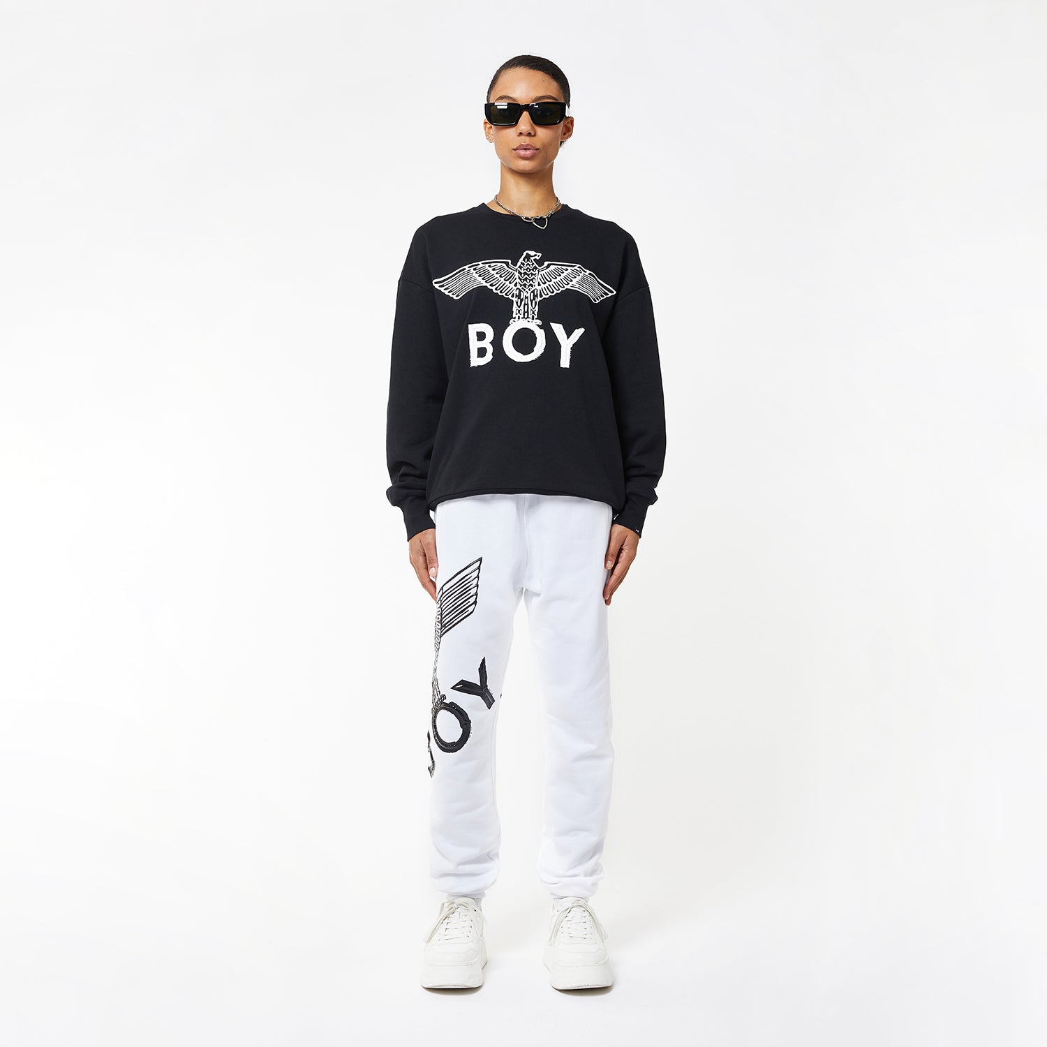 BOY EAGLE SCRIBBLE JOGGERS WOMENS - WHITE/BLACK