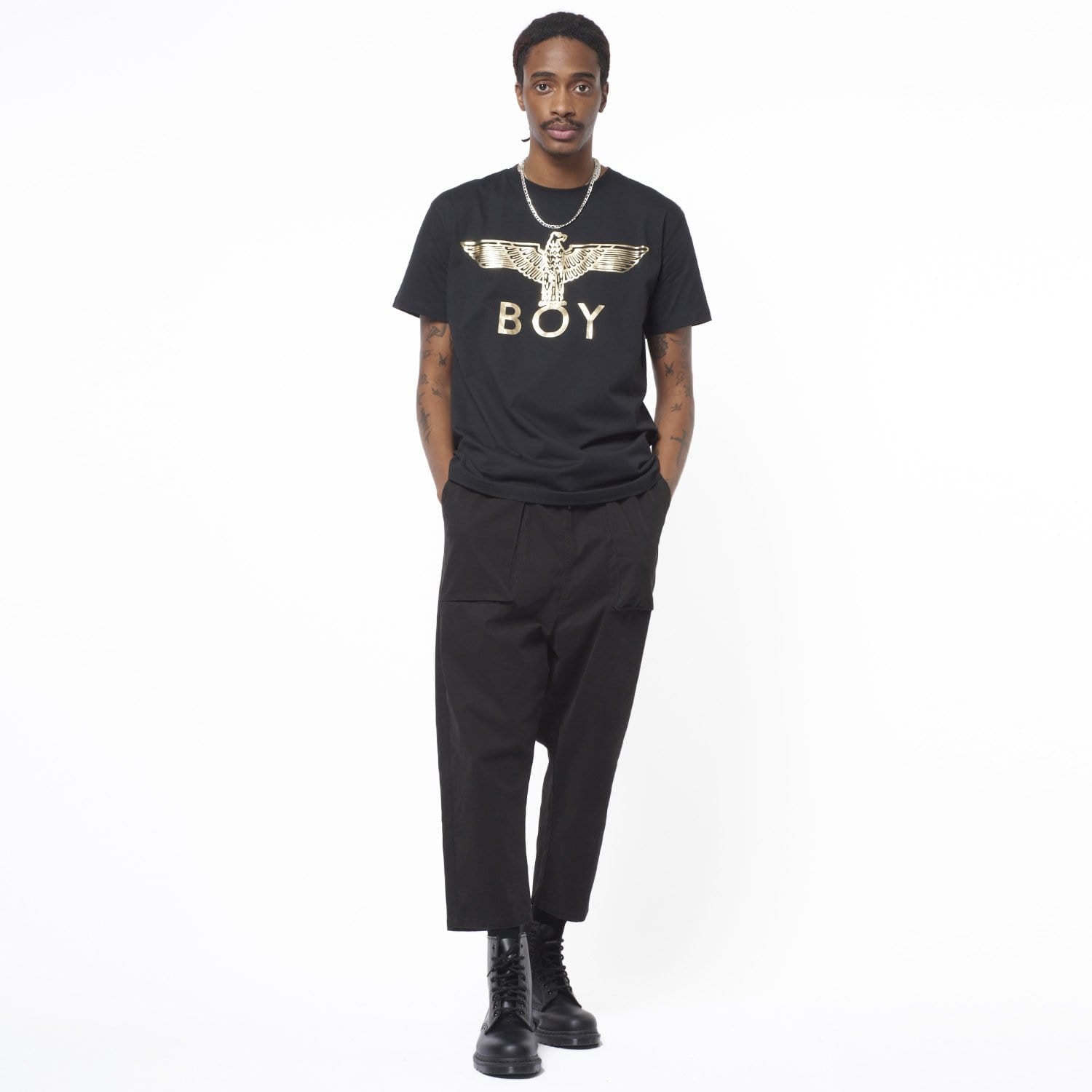 BOY EAGLE T-SHIRT - BLACK/GOLD
