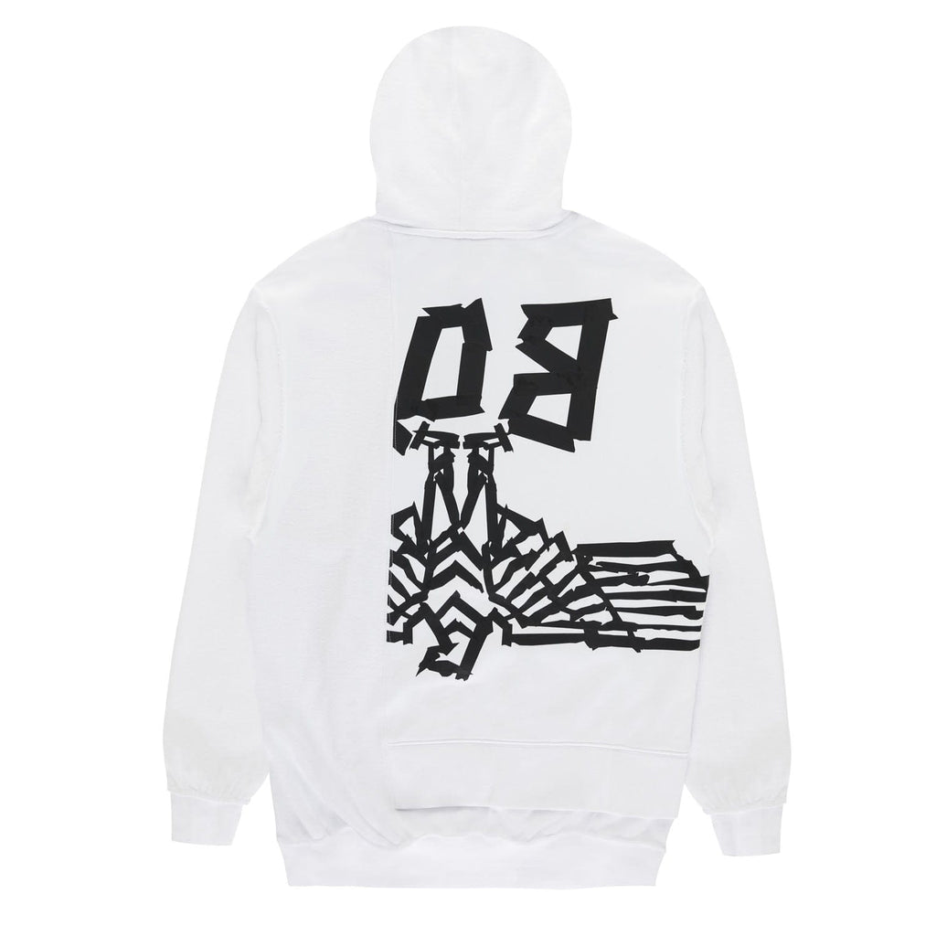 White BOY London hoodie with text on a white background