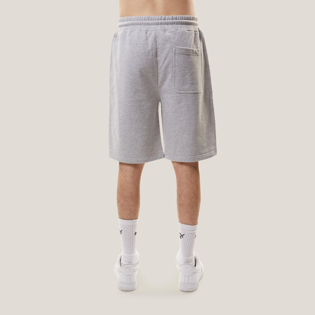 Gray BOY London shorts with a logo on a white background