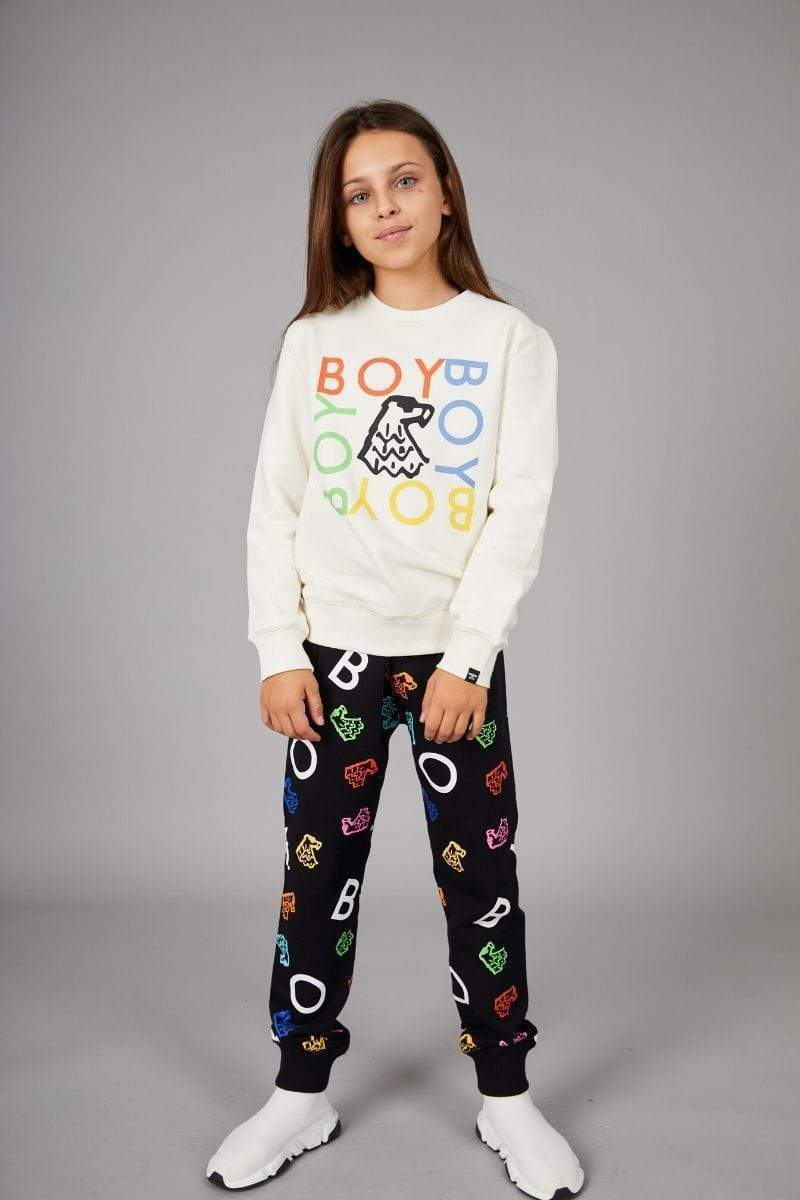 BOY QUADRUPLE KIDS SWEATSHIRT - OFF WHITE