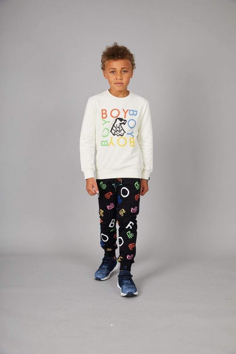 BOY QUADRUPLE KIDS SWEATSHIRT - OFF WHITE