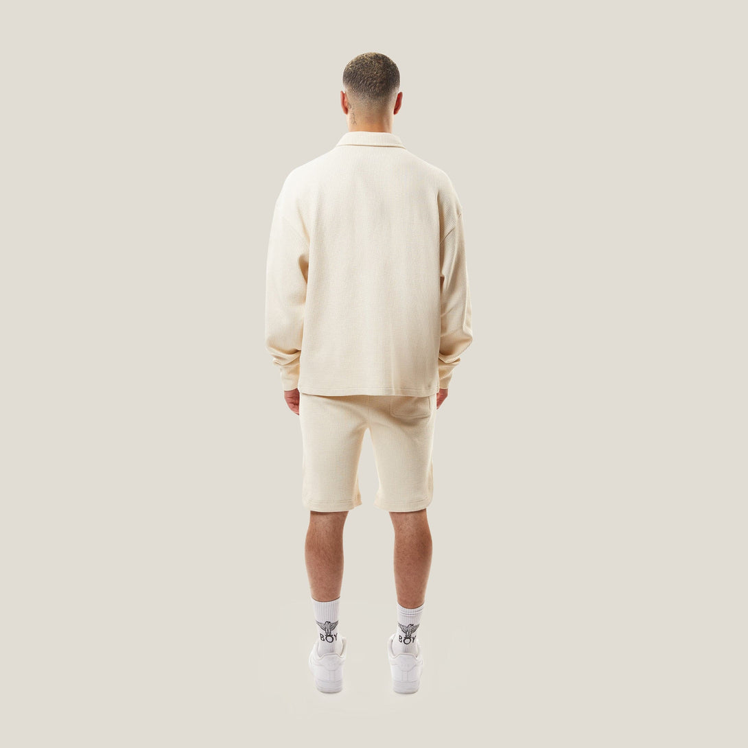 BOY WAFFLE RUGBY SWEATSHIRT - OFF WHITE