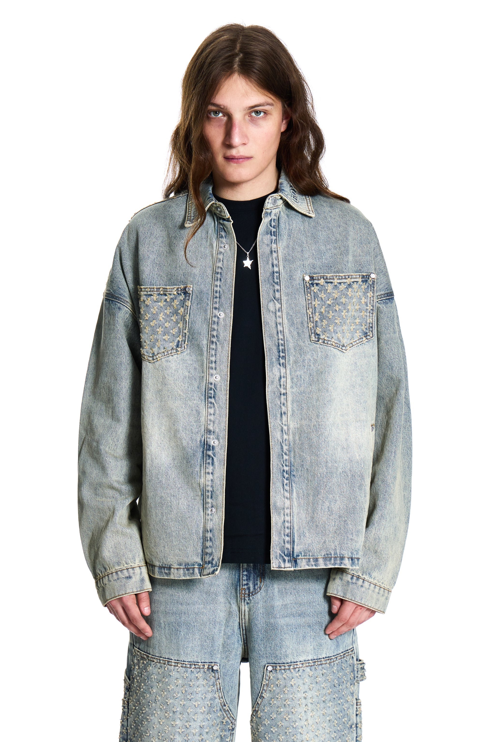 LASER DISTRESSED DENIM JACKET