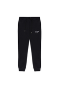 Black sweatpants with 'BOY' london logo on a white background