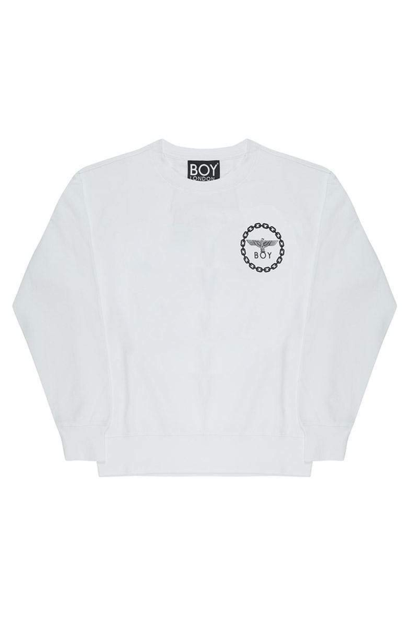 BOY London white sweatshirt on white background