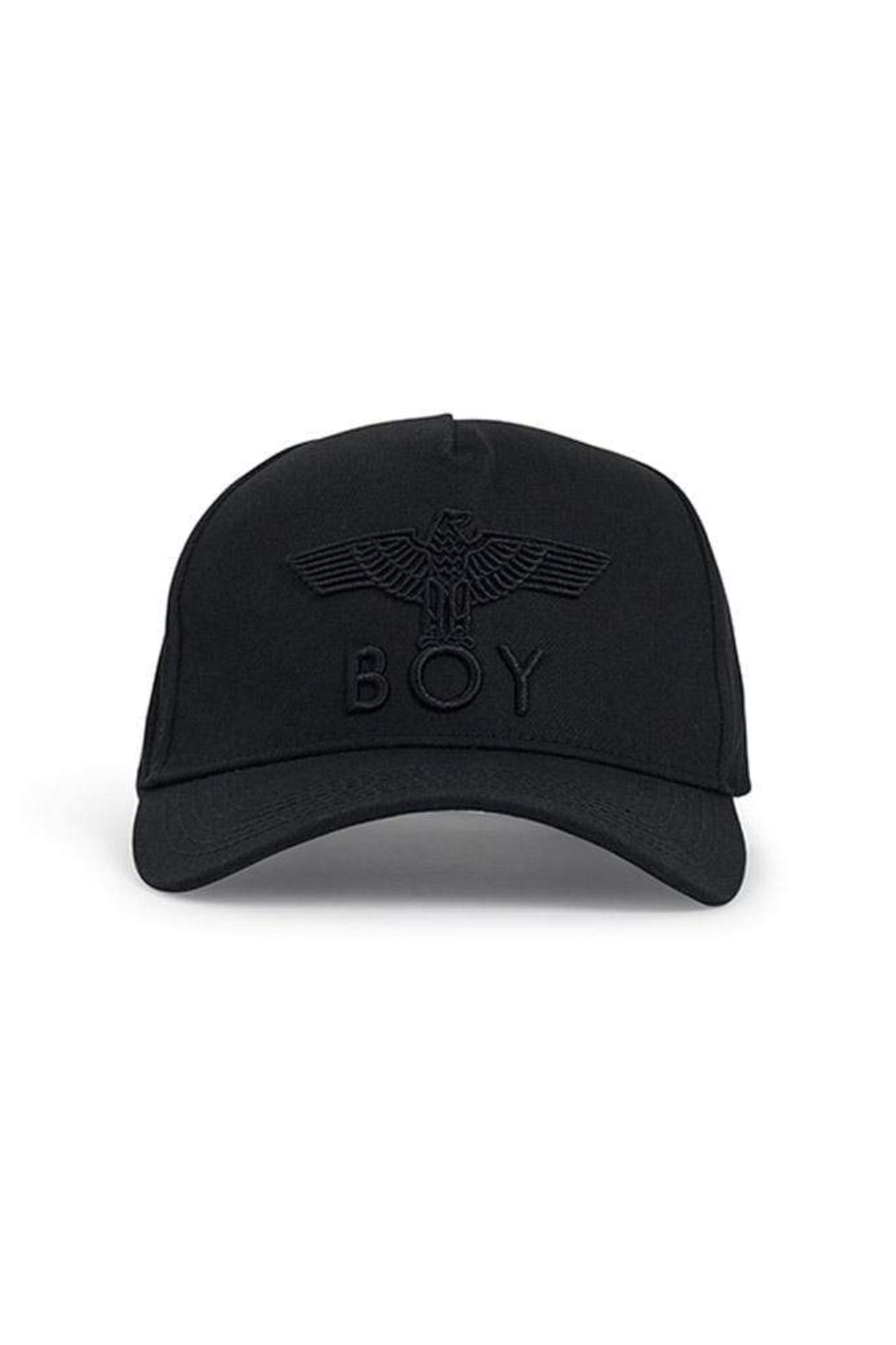 Black cap with 'BOY' logo on a white background