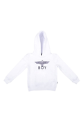 White BOY London hoodie with a logo on a white background