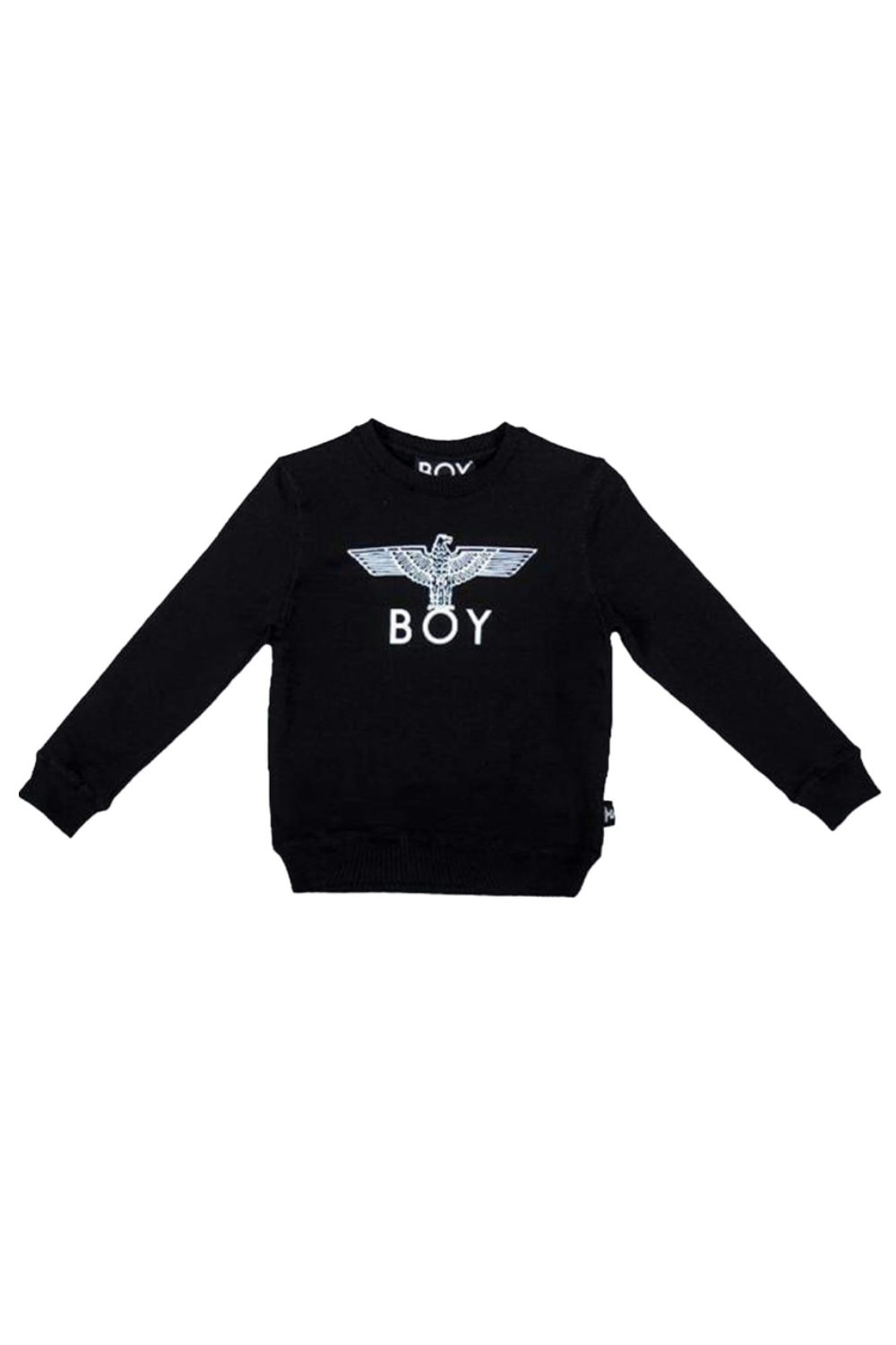 Black sweatshirt with 'BOY' and eagle logo on a white background