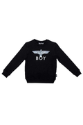 Black sweatshirt with 'BOY' and eagle logo on a white background