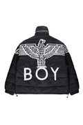 Black jacket with white eagle design and 'BOY' text on a white background