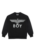 Black Boy London sweatshirt with 'BOY' and eagle design on a white background