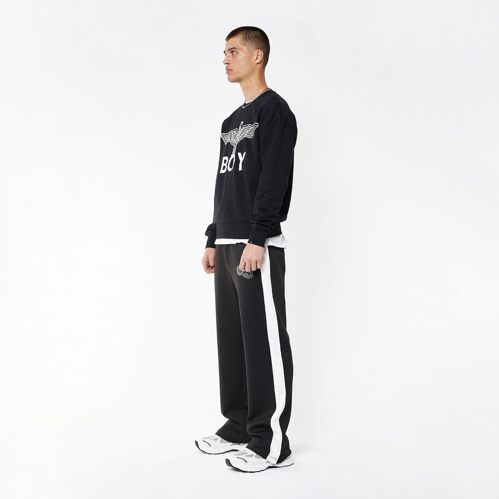 Black Boy London sweatshirt with 'BOY' and eagle design on a white background