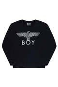 Black sweatshirt with 'BOY' logo on a white background