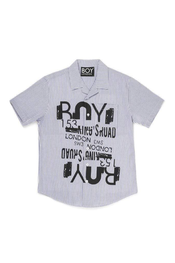 BOY London White shirt with black text and 'BOY' branding on a white background