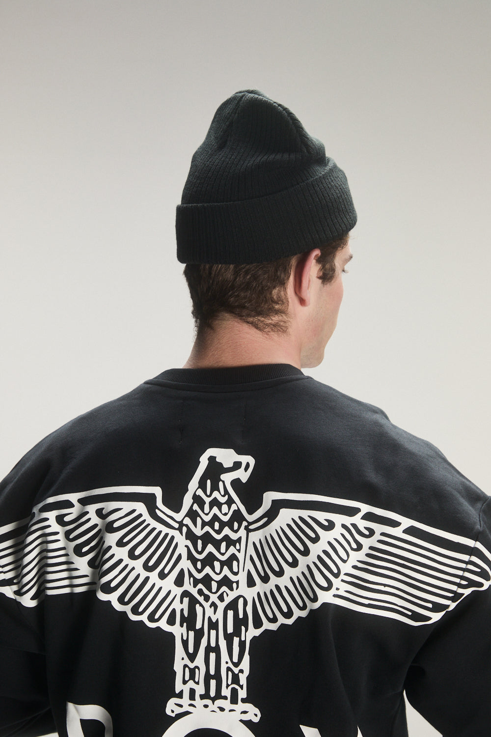 Model wearing BOY London beanie