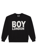 Black Boy London sweatshirt with 'BOY London' text on a white background