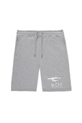 Gray BOY London shorts with a logo on a white background