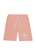 Pink BOY London shorts with a logo on a white background