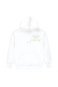 White BOY London hoodie with gold text on a white background