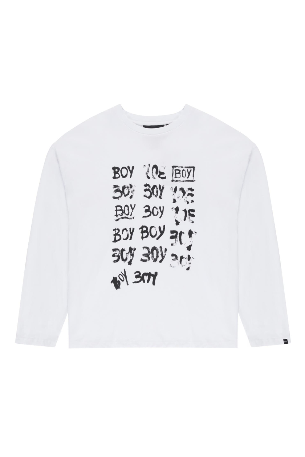White Boy London long-sleeve shirt with black text on a white background