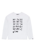 White Boy London long-sleeve shirt with black text on a white background