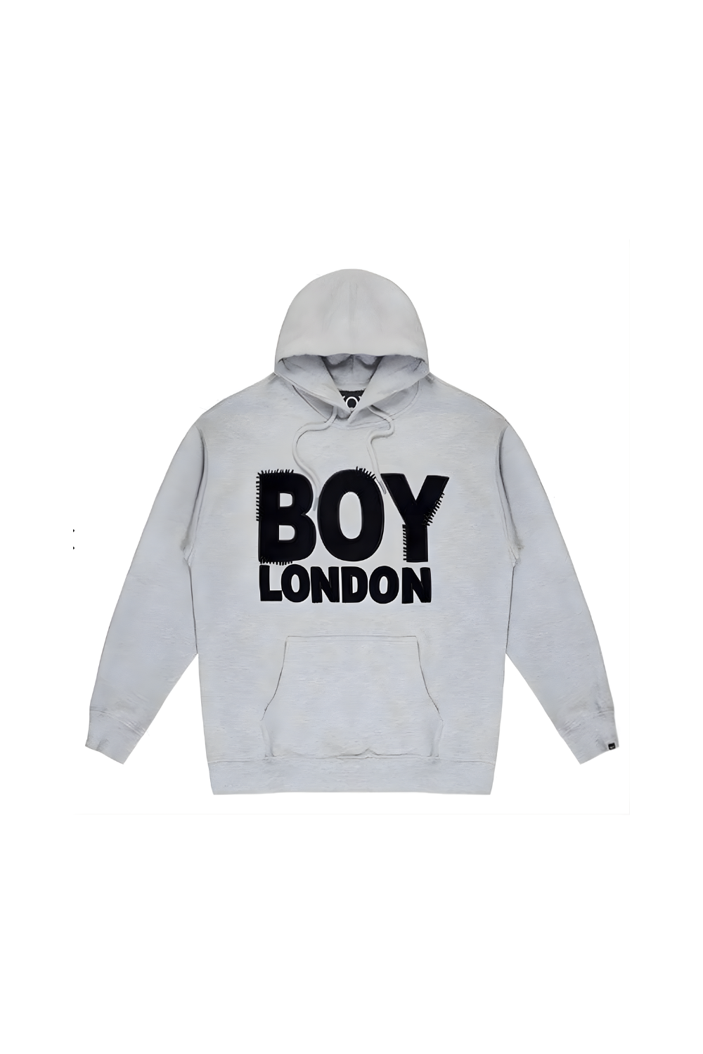 Gray BOY London hoodie with 'BOY LONDON' text on a white background