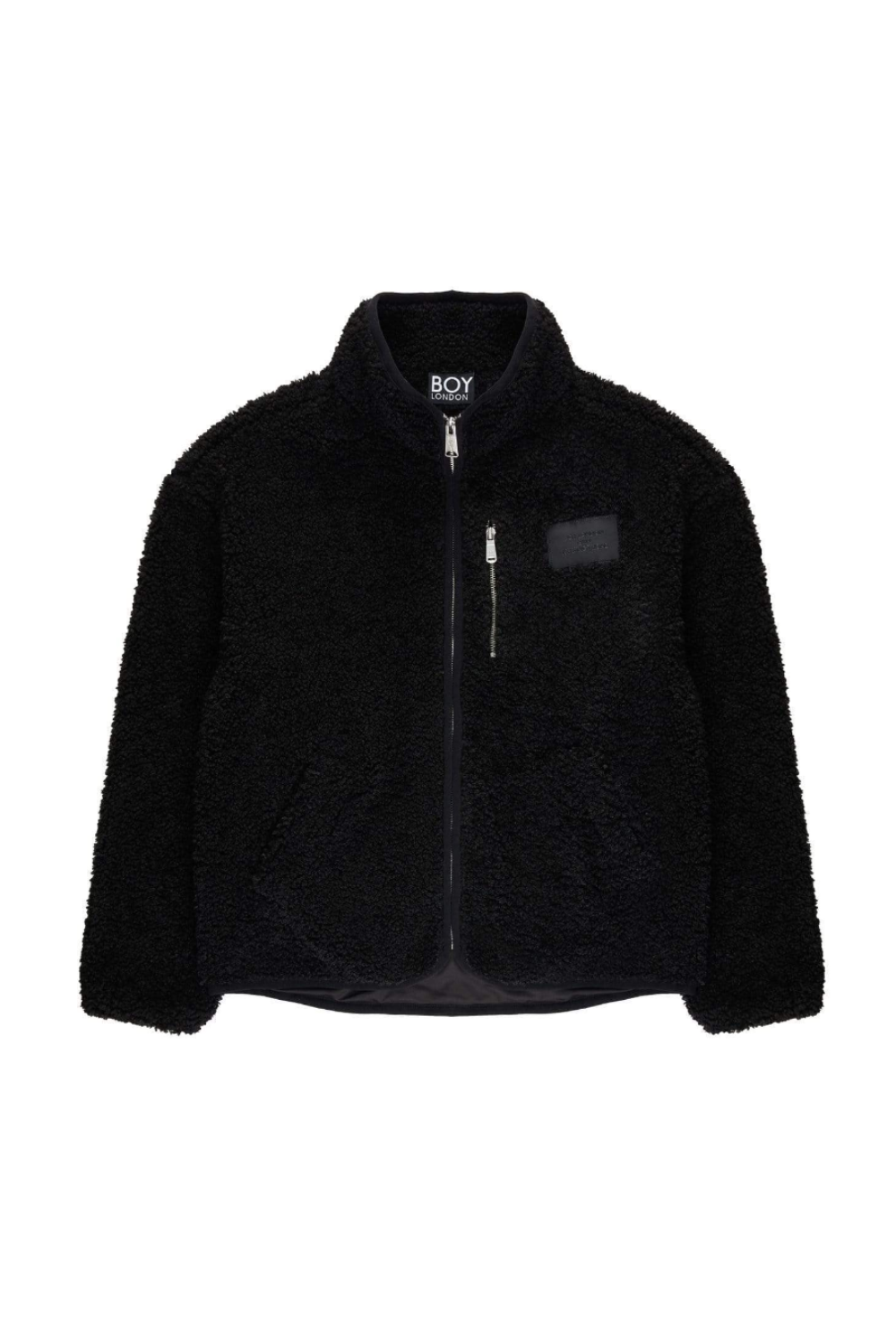 Black BOY London fleece jacket with a brand logo on a white background