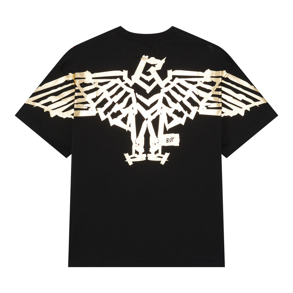 Black Boy London crew neck t-shirt with a large white eagle logo on the back.