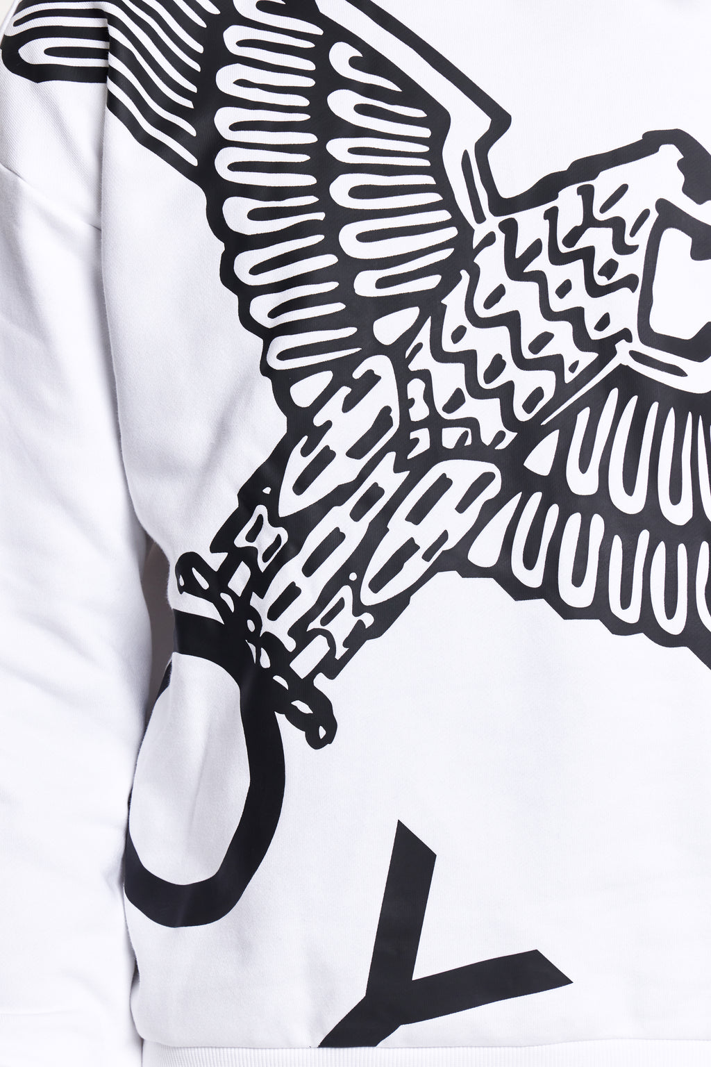 White BOY London sweatshirt with black eagle design on sleeve