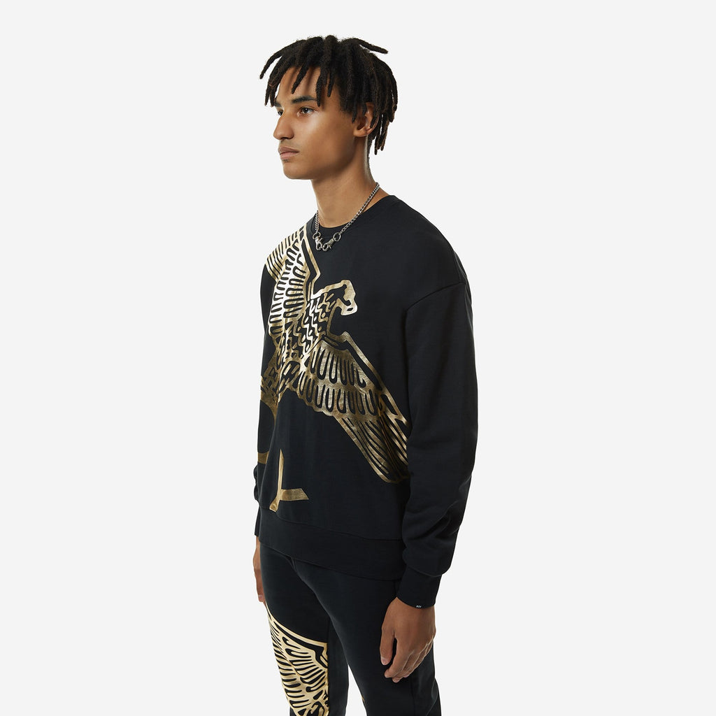 Black Boy London sweatshirt with gold eagle design and 'BOY' branding on a white background