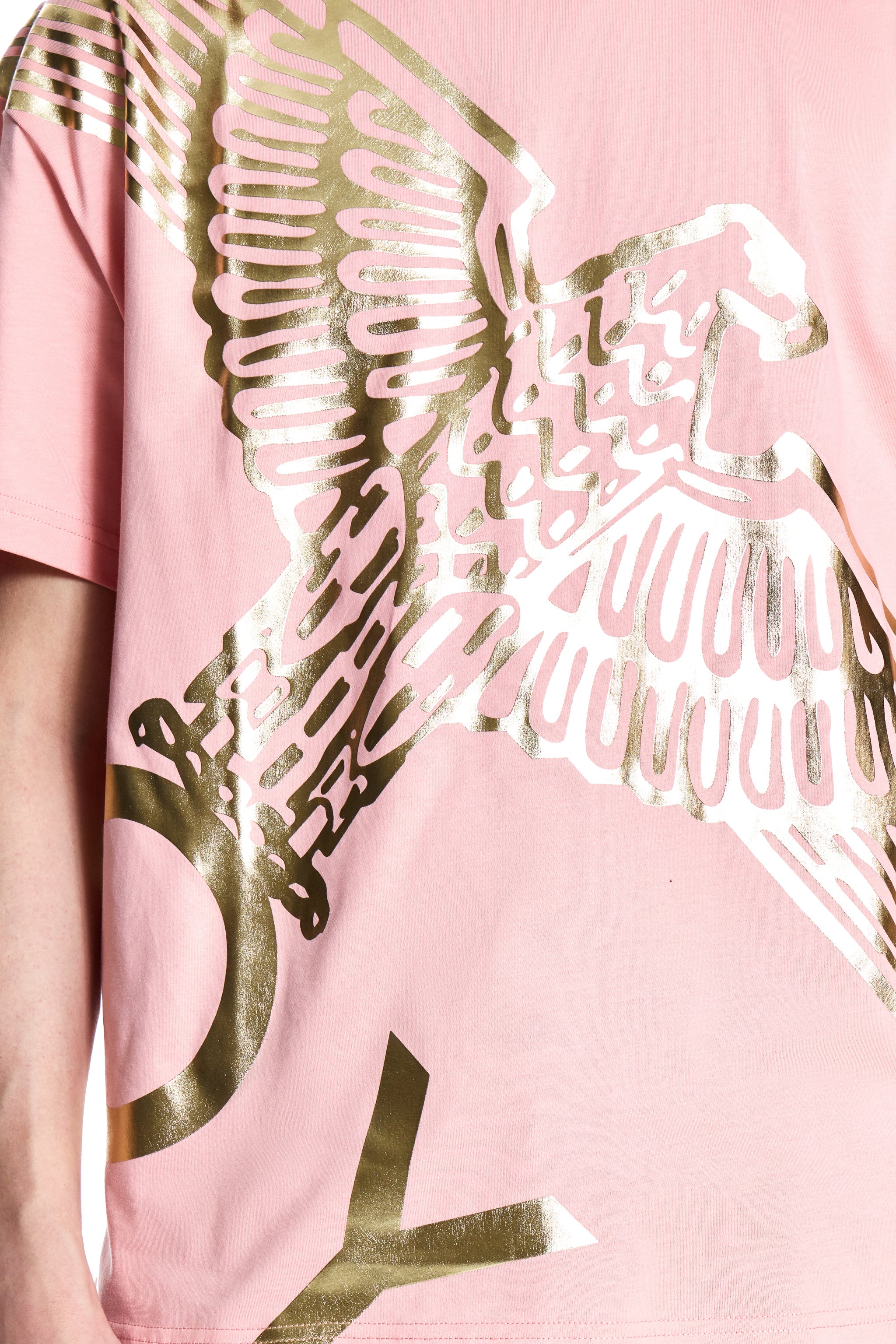 Pink t-shirt with gold eagle design