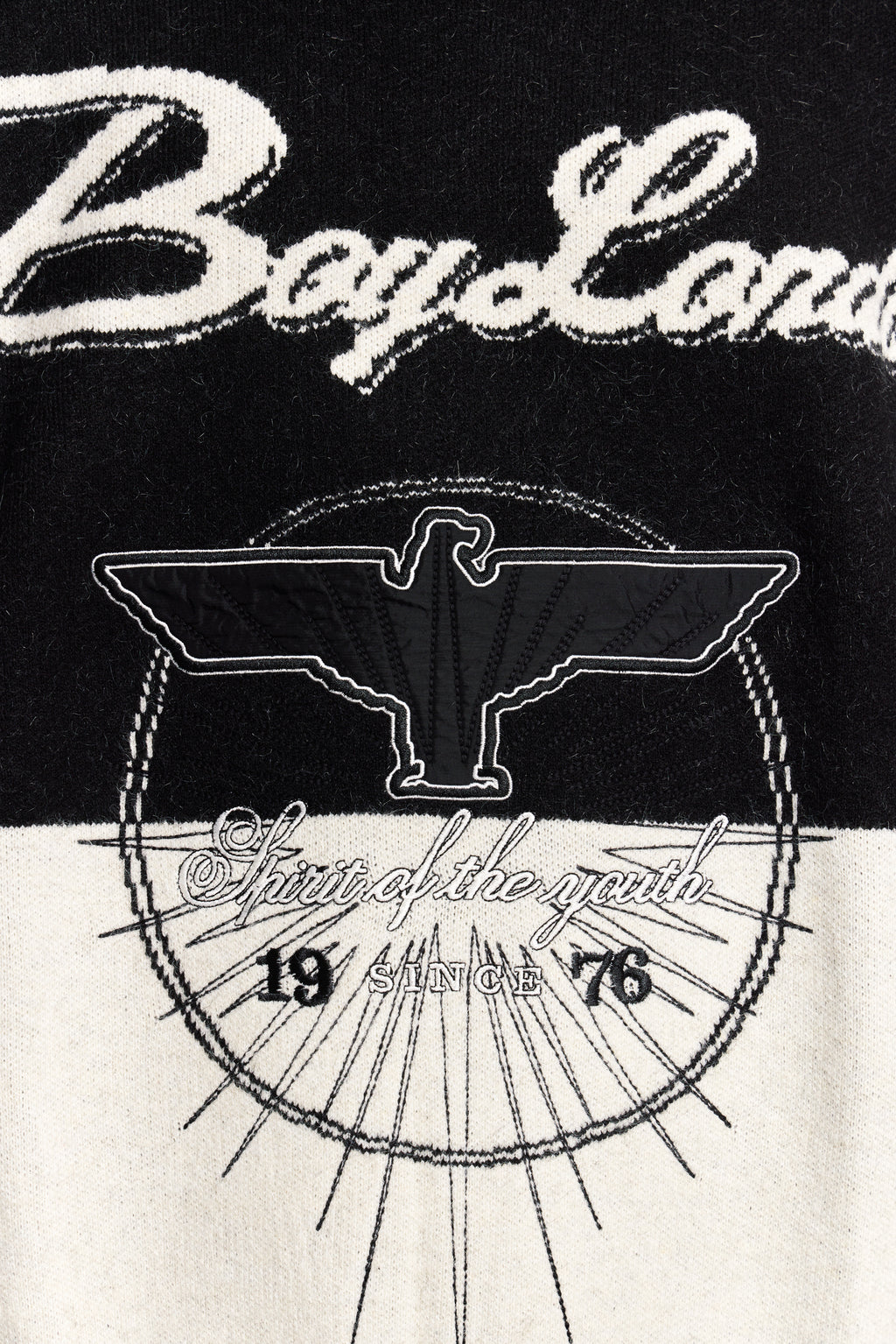 Black and white logo with text on a black and white background