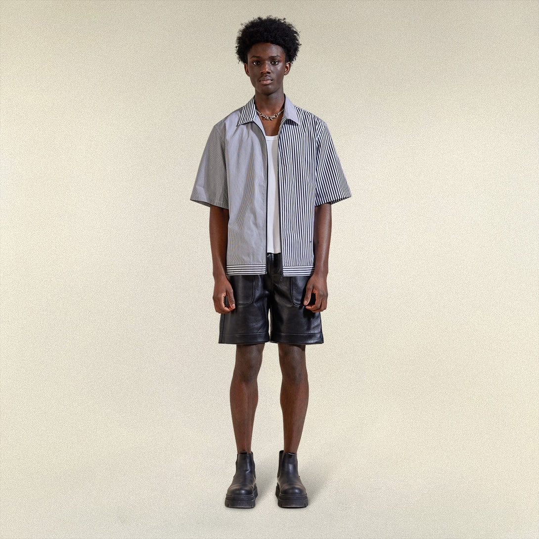 COMBO STRIPE SHORT SLEEVE SHIRT - BLACK/WHITE