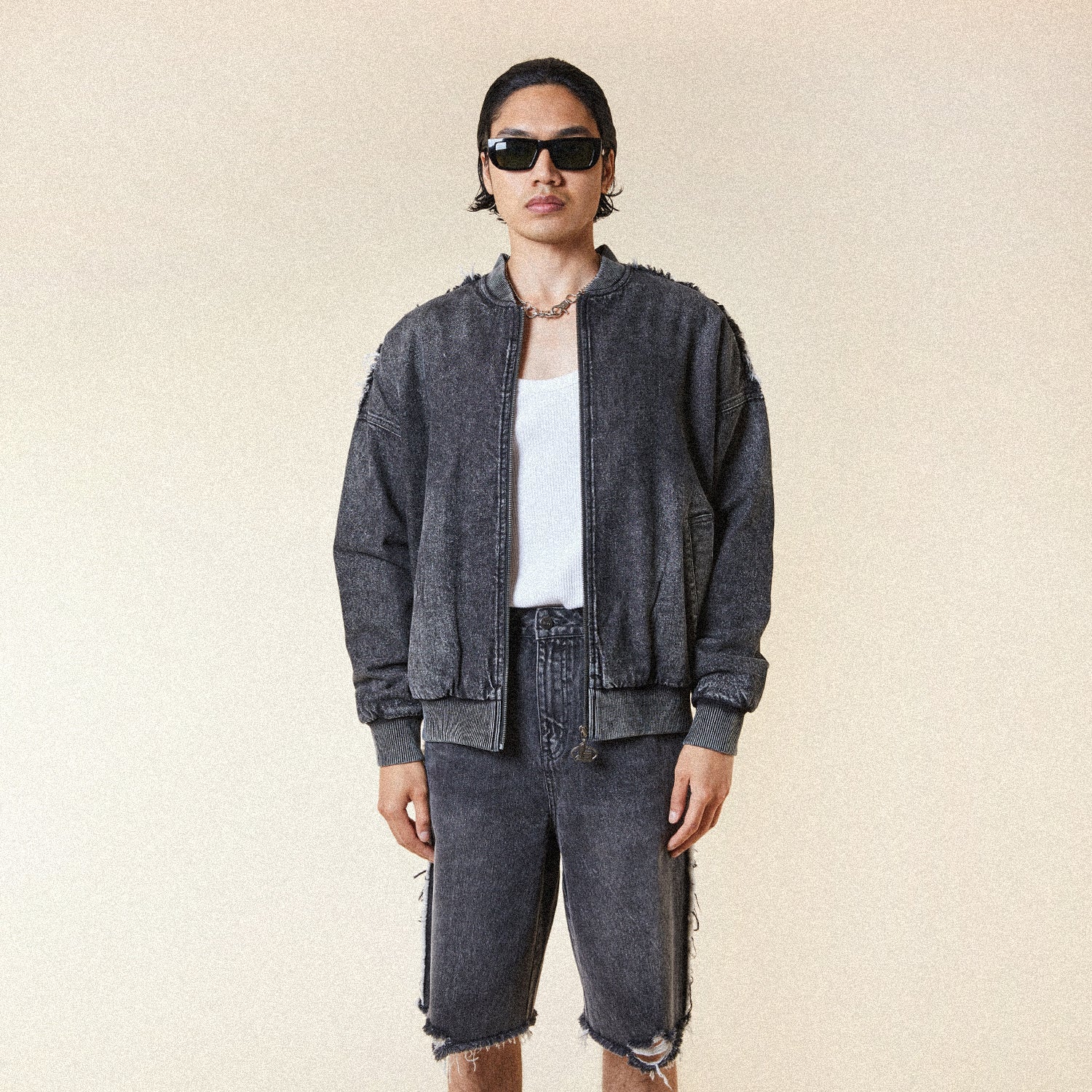 city boy style (No.17) 短丈 ブラック ブルゾン Midnight Shine Bomber Jacket – La Garçonne
