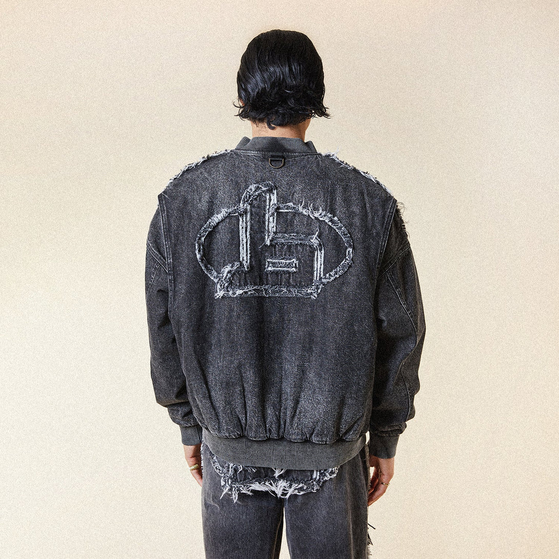 FUTURE BOY DENIM MA1 BOMBER JACKET - WASHED BLACK